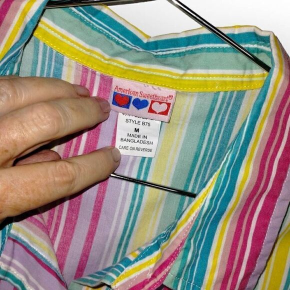 American Sweetheart Womens Blouse Size M 3/4 Sleeve Button Front Multicolor - Picture 4 of 7